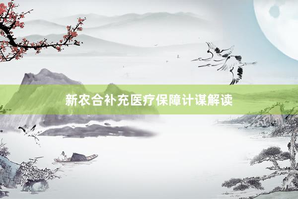 新农合补充医疗保障计谋解读
